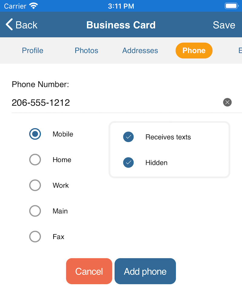 Mobile numbers can be hidden, protecting your privacy
