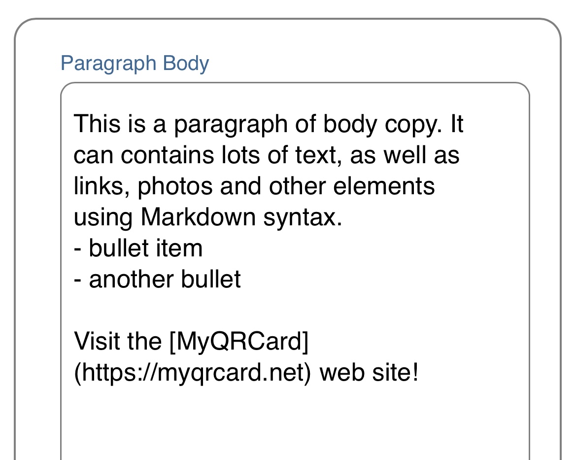 Paragraph component being edited